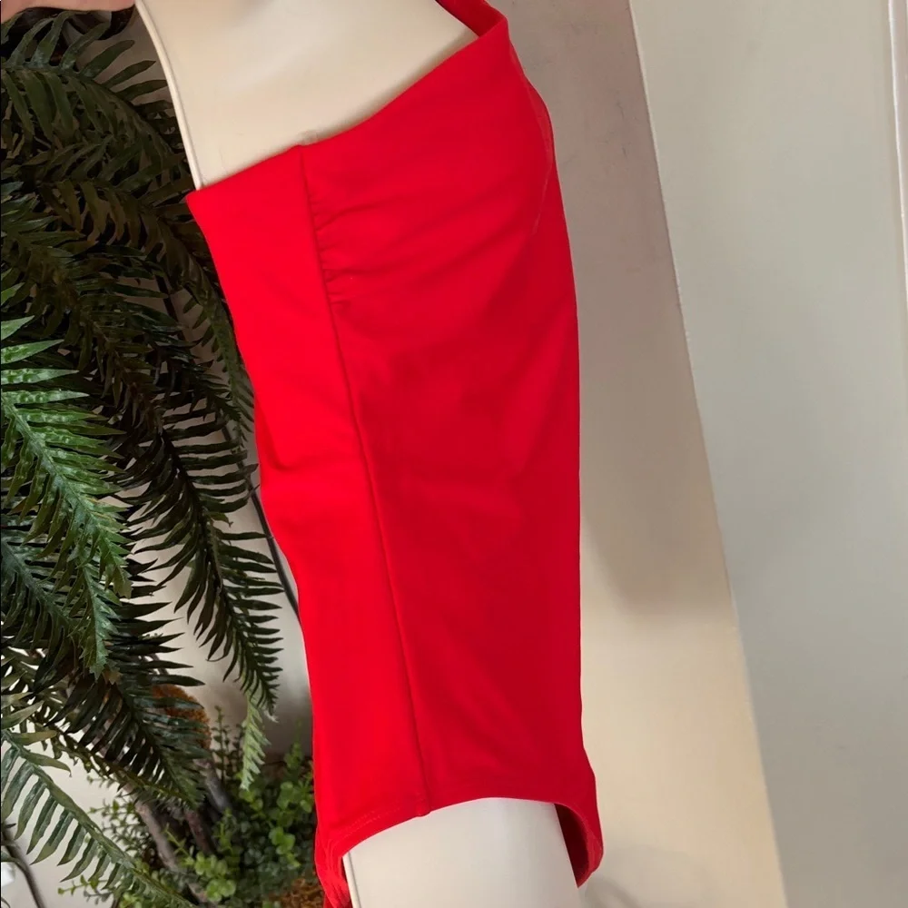 Brand New Kona Sol Red One Shoulder One Piece Tummy Control Swimsuit Bodysuit